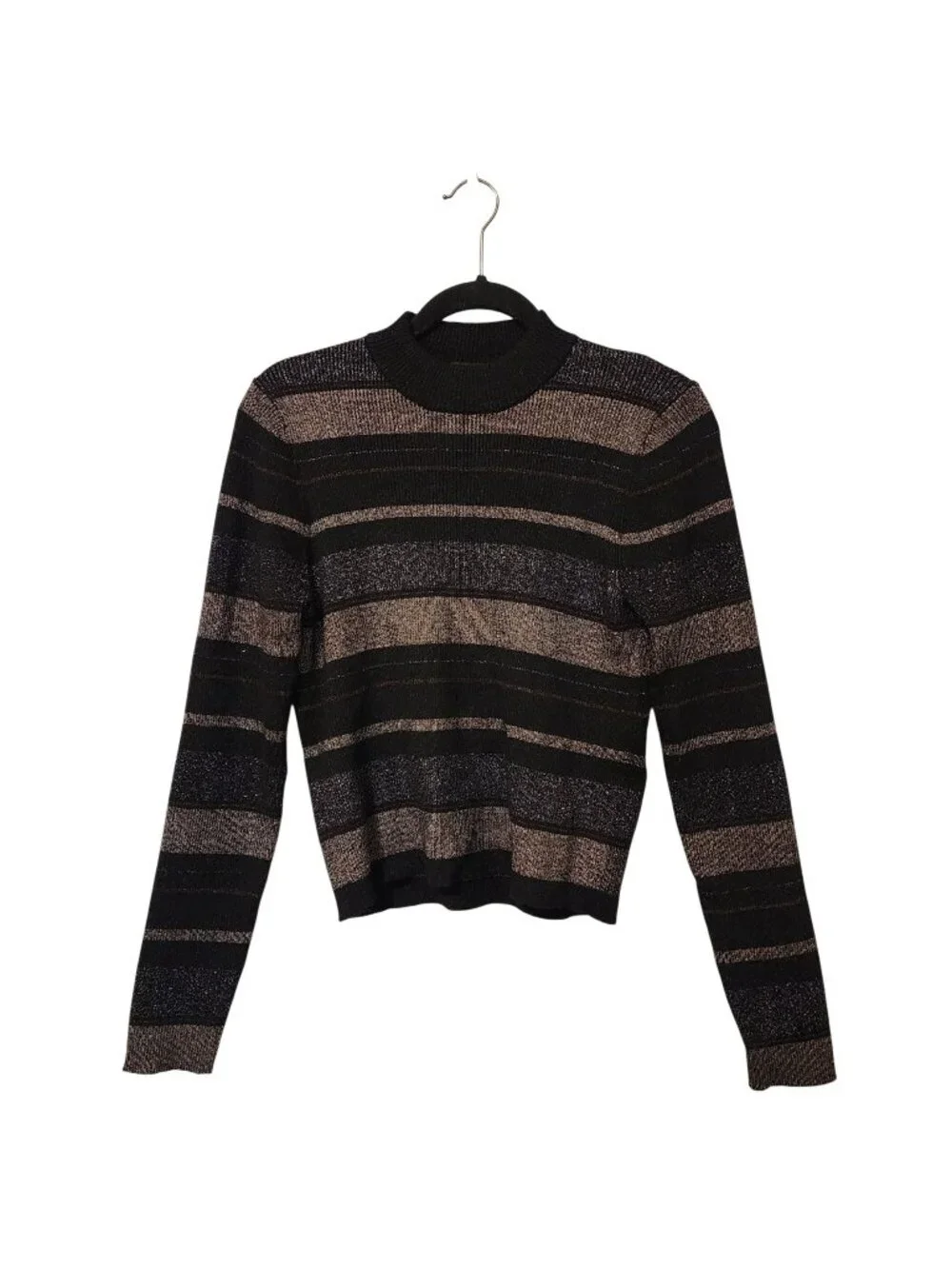 House of Harlow 1960 Shimmer Metallic mock neck striped sweater sz L  women